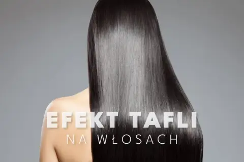 Długie, lśniące włosy z efektem tafli, jak po użyciu brylantyny.