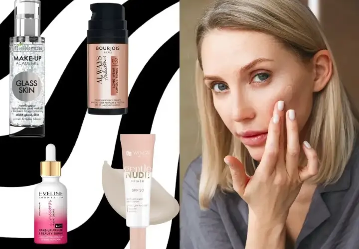 Szukasz najlepszej bazy pod makijaż? Zobacz te produkty i modelkę aplikującą primer na twarz.