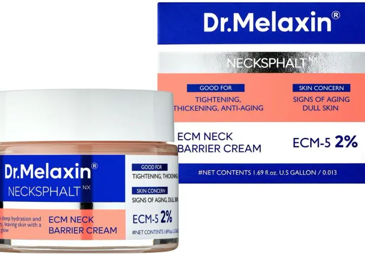 Krem do szyi Dr.Melaxin z formułą ECM-5 2% dla ujędrnienia i odmłodzenia skóry.