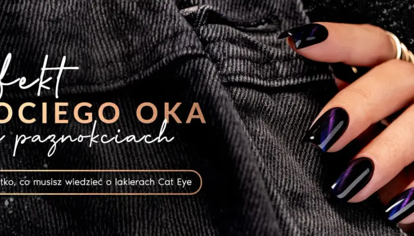 Efekt kociego oka na paznokciach – głęboki granat z fioletowym blaskiem, niczym spojrzenie drapieżnika.