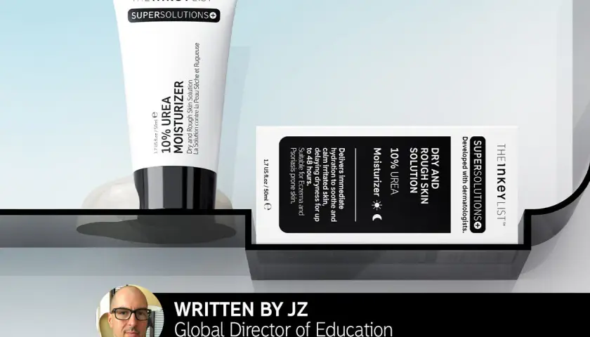 Krem The Inkey List 10% Urea Moisturizer, idealny dla skóry suchej i szorstkiej, łagodzi podrażnienia. Cerkoderm dla Twojej skóry.
