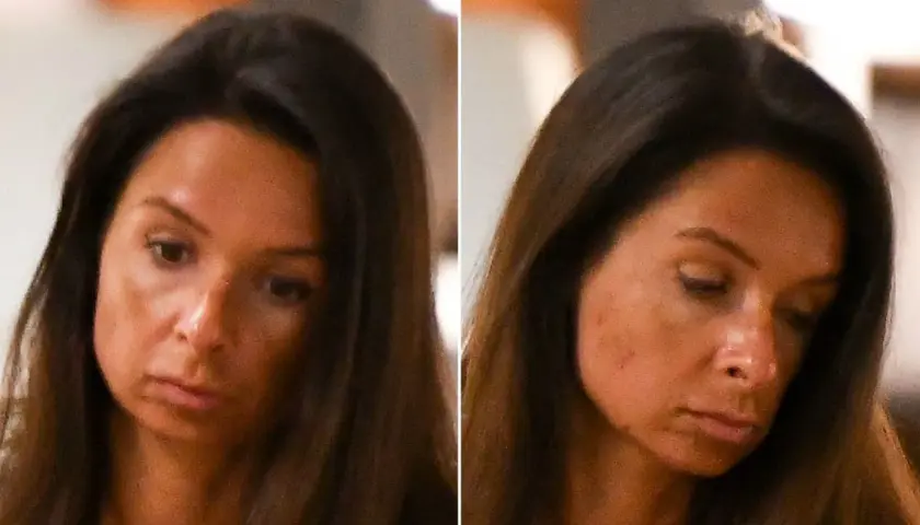 Dwie fotografie twarzy kobiety, ukazujące efekt solarium przed i po. Widać subtelną zmianę odcienia skóry.