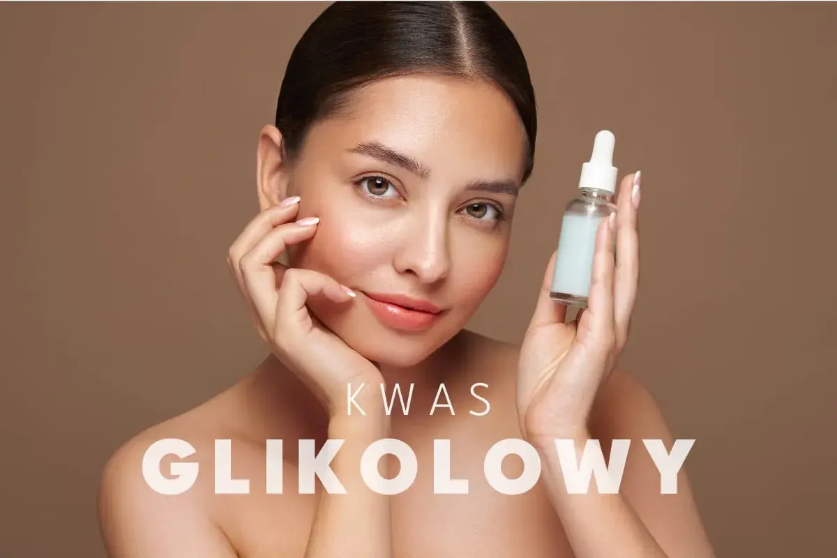 Kwas glikolowy na co? Delikatna skóra, gładka i promienna. Młoda kobieta z buteleczką serum.