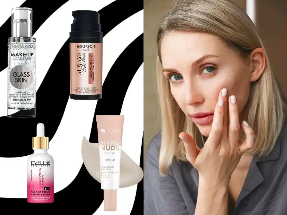 Szukasz najlepszej bazy pod makijaż? Zobacz te produkty i modelkę aplikującą primer na twarz.