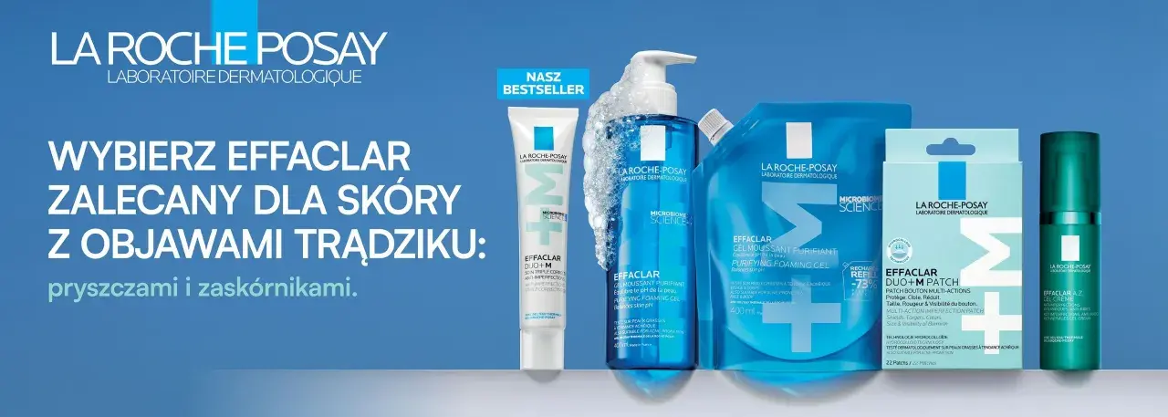 Linia Effaclar od La Roche-Posay: żel, krem i plastry na pryszcze i zaskórniki.