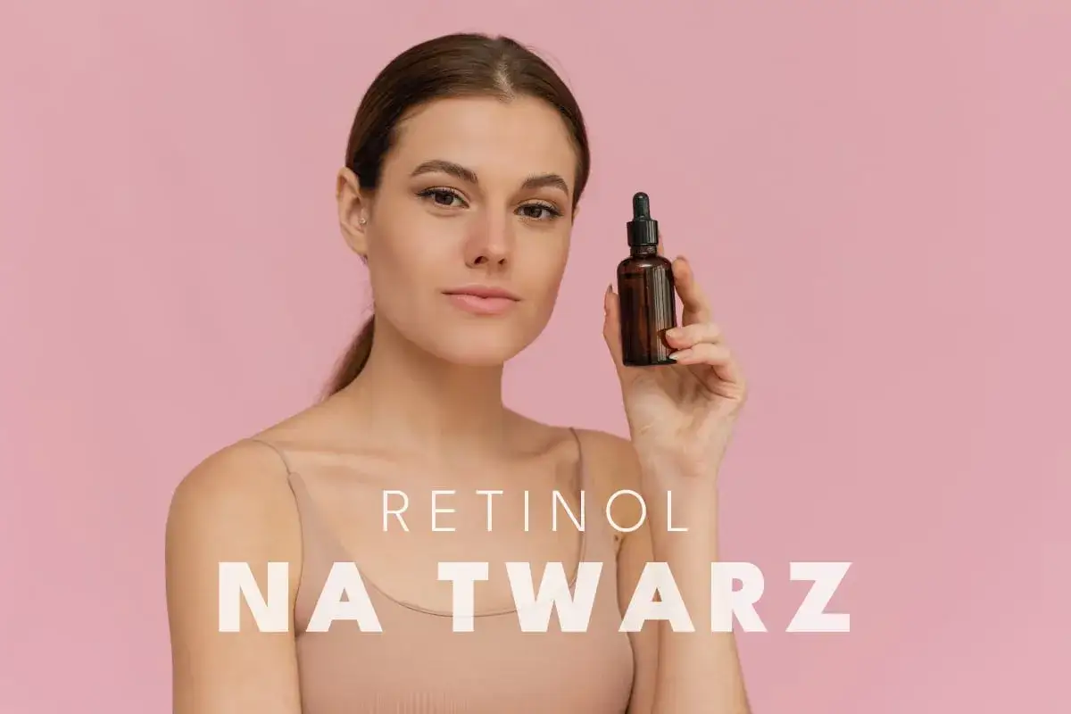 Kobieta prezentuje serum z retinolem. Dowiedz się, retinol co to i jak działa na twarz.